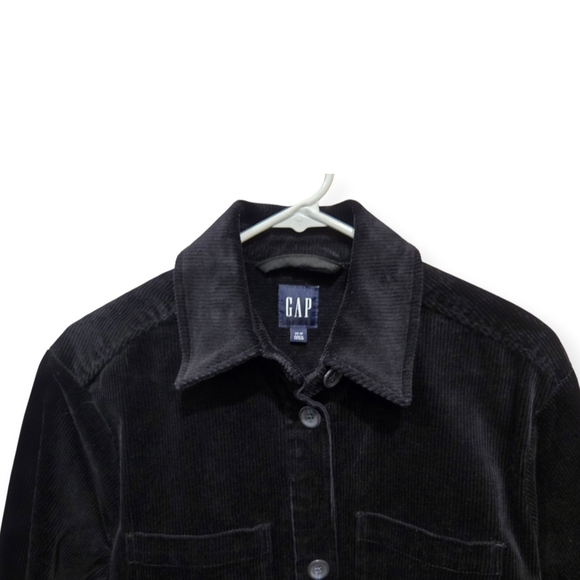 Black Corduroy Button-Up Collared Shirt - Picture 3 of 7